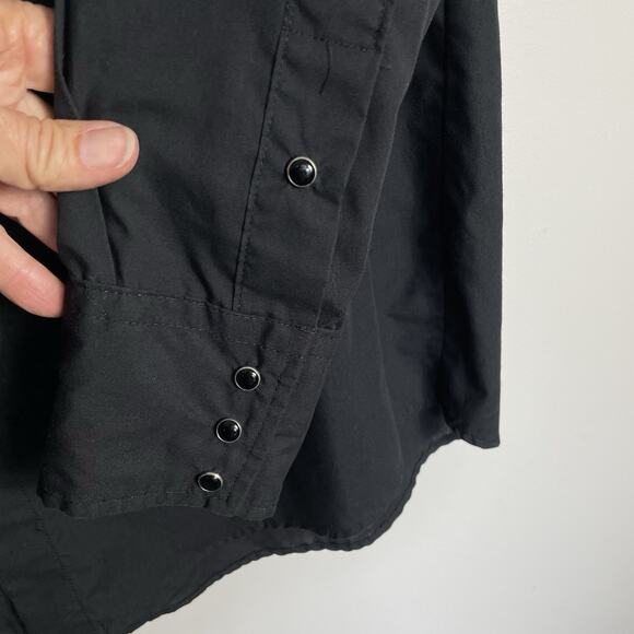 Vintage Karman Western Bib Shirt Mens Large Black Pearl Snap Old West Frontier - Picture 7 of 9